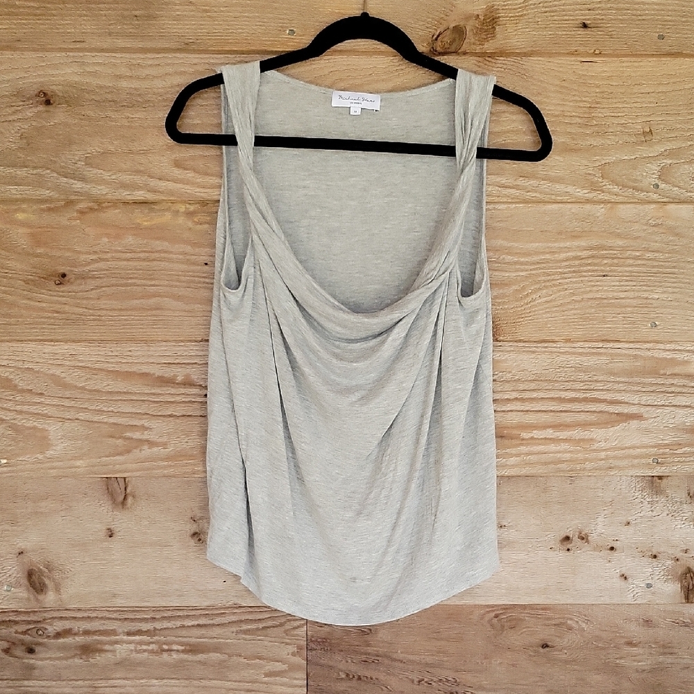 Michael Stars Size Medium Soft Gray Draped Tank Top